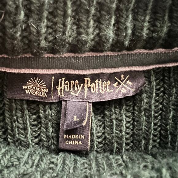 Wizarding World Of Harry Potter Slytherin Quidditch Wool Sweater Scotland Large - Picture 2 of 4